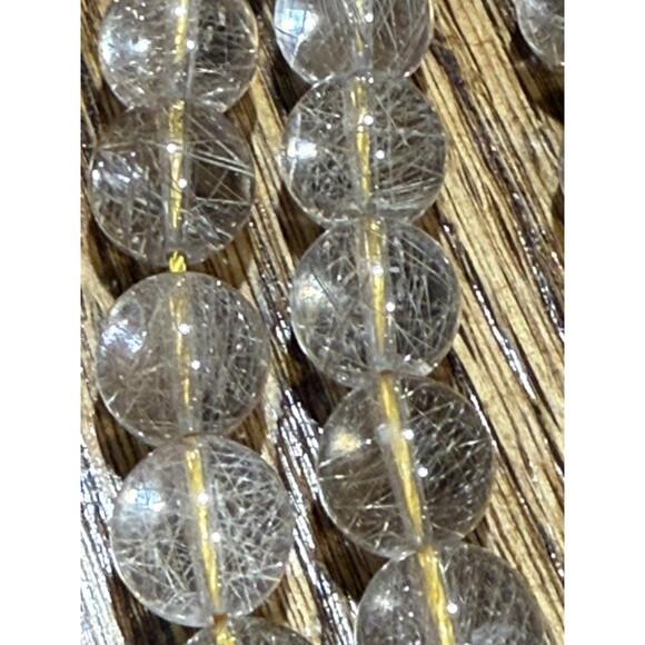 Fine Gem+ Rutilated Quartz Beads 10mm Round Gemstone Angel Hair - Picture 5 of 9